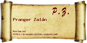 Pranger Zalán névjegykártya
